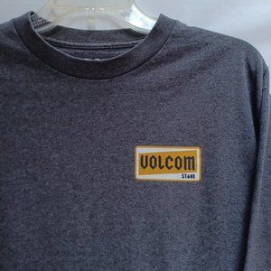 Volcom Long Sleeve T-Shirt, Gray with Gold and White Logo, Men's Medium